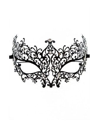 Masque vénitien Chiara rigide noir avec strass  